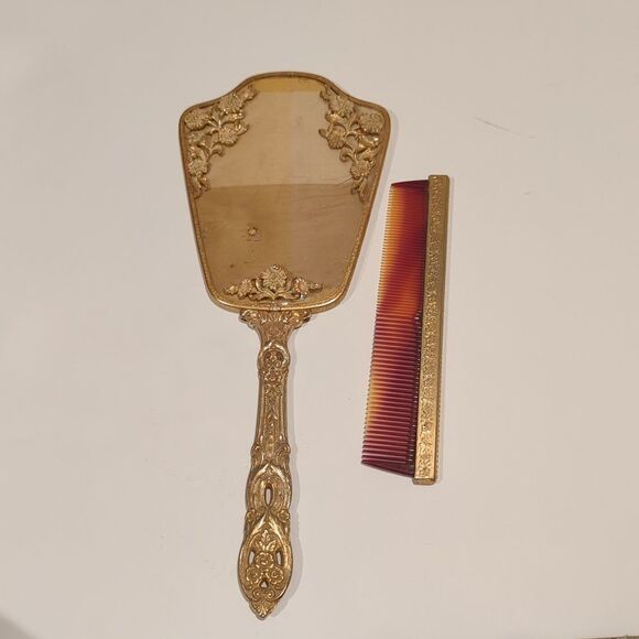 Antique Hand Mirror and Antique Comb - Picture 2 of 8